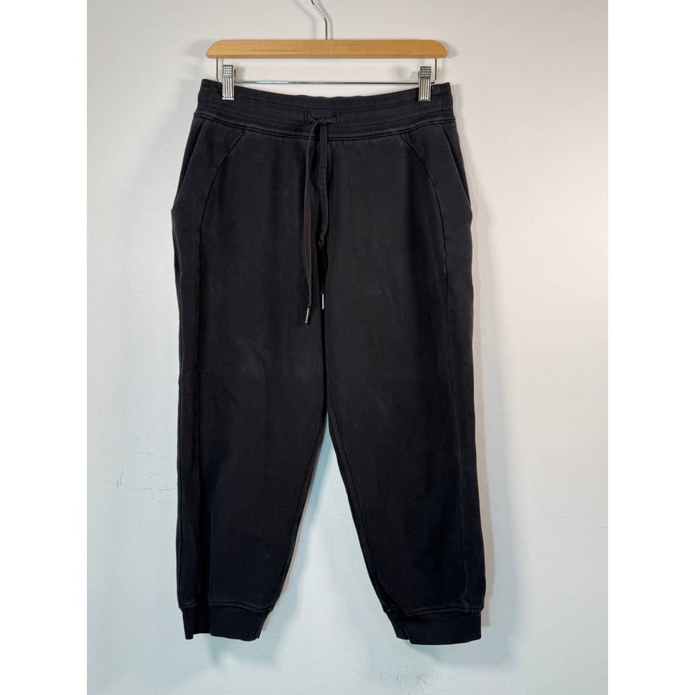 Lululemon Jogger Women 8 Crop Scuba High-Rise Black Cotton Blnd Yoga Lounge EUC